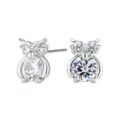 Silver owl stud earring
